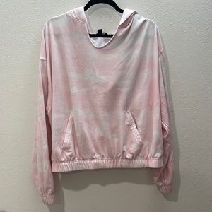 Light pink & white tie dye hoodie cropped
